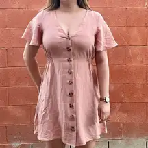Pink Low Cut Mini Dress