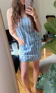 Vintage 90s blue and white gingham mini denim dress 💙🤍