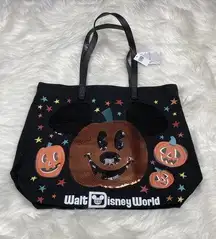 Disney NEW  Parks  Halloween Mickey Pumpkin Sequin Tote Bag