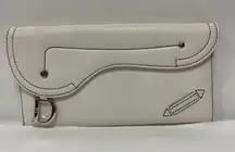 Christian Dior Vintage (2002) White Leather Saddle Wallet - Preowned