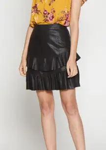 Marni Ruffled Leather Mini Skirt