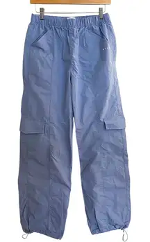 WILO THE LABEL Women's Light Blue Nylon Cargo Pants Drawstring Ankle Size XS