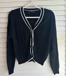 Mango Black V-Neck Cardigan Sweater