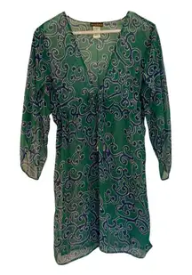 Tommy Bahama green sheer geometric print coverup size small