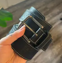 Black Tooled Leather Belt