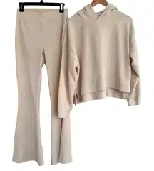 Aerie Ivory Offline Ribbed Sweater and Pants Set Flare Size Small S