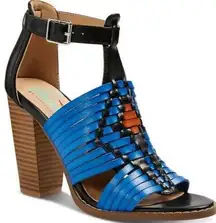 Plume by Farylrobin Thora Woven Upper Stack Heel Sandals