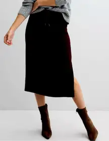 J.‎ Jill Pure Jill Pima Cotton Jersey Knit Midi Skirt Size PS Black NWT