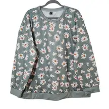 Shein Green Daisy Print Sweatshirt Size 3X Shein Floral Sweatshirt