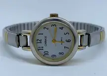 Carriage by timex 22mm ladies gold silver watch white dial size 6.5” w/battery
