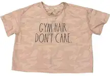 Rae Dunn‎ Gym Hair Don't Care Mesh Keyhole Top Blush Size Medium