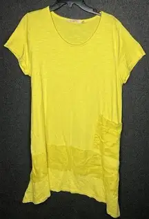 Soft Surroundings Size PXL Yellow Dress Lagenlook Linen Blend Pocket Women’s