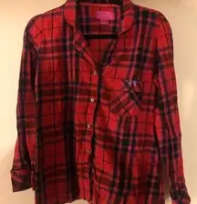VS Red Plaid Flannel Pajama PJ Top Small