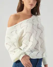 Sugarlips White Cropped Natasha Zig Zag Knit Sweater Sz M