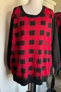 Woman Within 3X Buffalo Check Sweatshirt