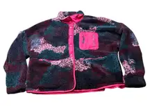 Peloton Sherpa Pink Zip Teddy Fleece‎ Womens Multicolor Jacket Fuzzy Size XL