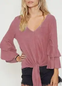 Fantastic Fawn Ruffle Sleeve Knit Top - Large