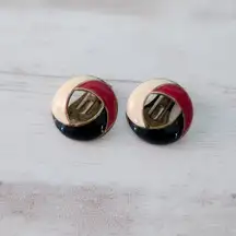 Vintage Clip On Earrings Cream, Red, Navy Blue