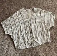 Sim & Sam women’s large white striped button up top