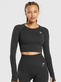 Cross Black Long Sleeve Crop Top