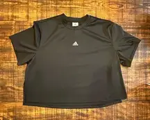 NWOT- Adidas Ribbed Black Cropped Athletic Tee