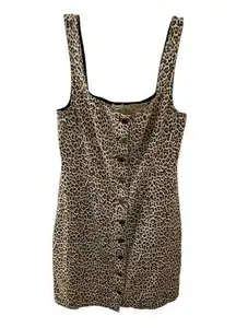En Creme Women's Leopard Print Tank Top Button Down Dress Size Small Body con