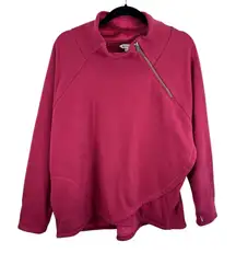 Athleta Cranberry Red Cozy Karma Asymmetrical Fleece Lined Pullover Size 2X