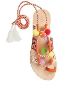 chase‎ + Chloe orange Simone lace up sandals Women's Size 11