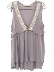 Sheer Boho Fairy Embroidered Lace Peasant Tank Top