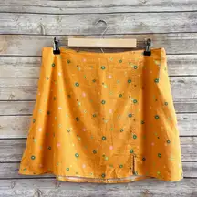 Abound Orange Floral Linen Blend Mini Skirt Size Large NWT