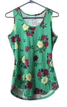 Lularoe Rose Floral Tank Top Size Medium Polyester‎ Blend Stretch Cottagecore