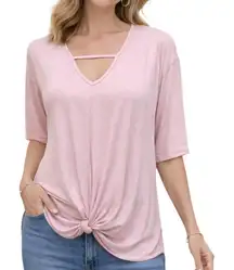 Forgotten Grace Pink Knot Front Top 2X Bohemian Pastel Clean Girl Feminine