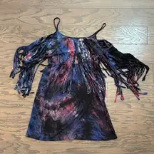 VAVA by Joy Han Tie-Dye Purple Black Print Mini Dress Size Medium