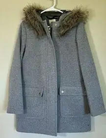 J.Crew Mercantile women's fur trim hooded Parka Coat - size 8 Gray