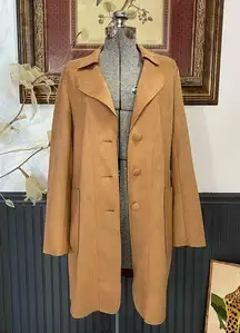 Magaschoni Faux Suede Leather 3 Button Patch Pocket Blazer Style Coat~Size S 💛🍄