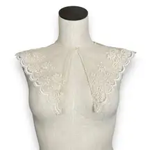 Vintage Lace Detached Collar Scalloped Button Women Lolita Goth‎ Victorian Cream