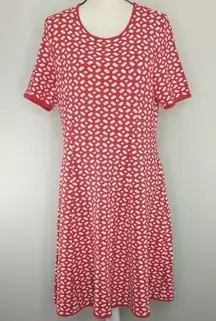 Pink Tartan Womens Heavy Knit Fit‎ and Flare Midi Dress Red Patterned XL