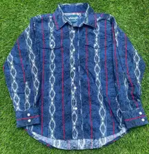 Wrangler Western AOP Baby Crop Button Down Casual Shirt