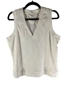 Brea Canyon Womens White Textured Sleeveless V-Neck Sweater Vest Size L