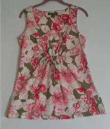 Tommy Bahama‎ Womens Small Pink Floral Tank Top Blouse Fairy Boho Preppy Travel