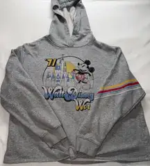 Disney Parks Mickey Mouse Walt Disney World Hoodie 2X Grey Tie-Front Pullover