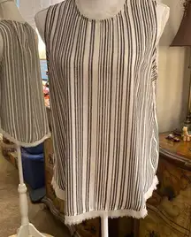 Who What Wear Black and White Striped Tank Top