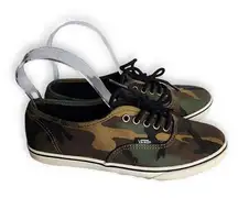 Vans Green Camo Lace Up Low Top  Sneakers, Women's 6.5