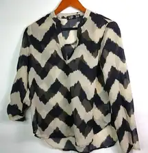 Almost Famous S Tan Black Sheer Top