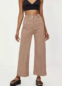 Wide Leg Ankle Length Brown Pants