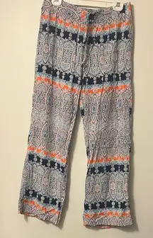 BeBop Blue and Orange Patterned Wide-Leg Pants
