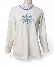Festive Winter Blue and White Snowflake Fleece Sweat Shirt Croft and Borrow