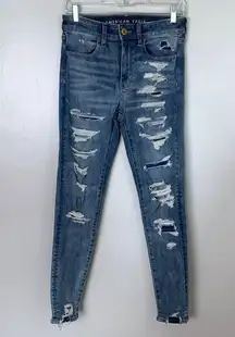 American Eagle Next Level Stretch Hi-Rise Jegging Size 6 Regular Distressed