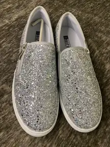 IDIFU Women's Glitter Sneakers Sparkly Sequin Slip On Tennis Shoes Ladies.. 7.5