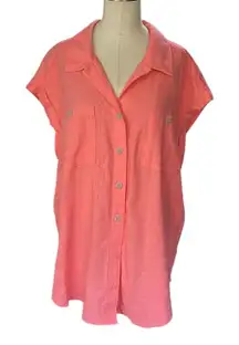 Ingrid+Isabel Maternity Size LARGE Womens Short Sleeve Linen Button Up Shirt